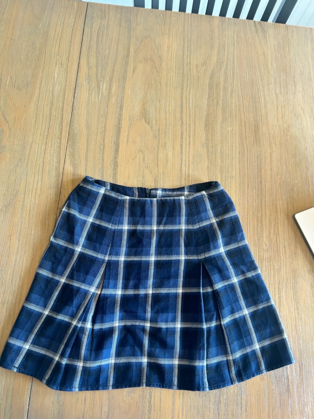 Bethany Mota Navy Plaid Pleated Mini Skirt